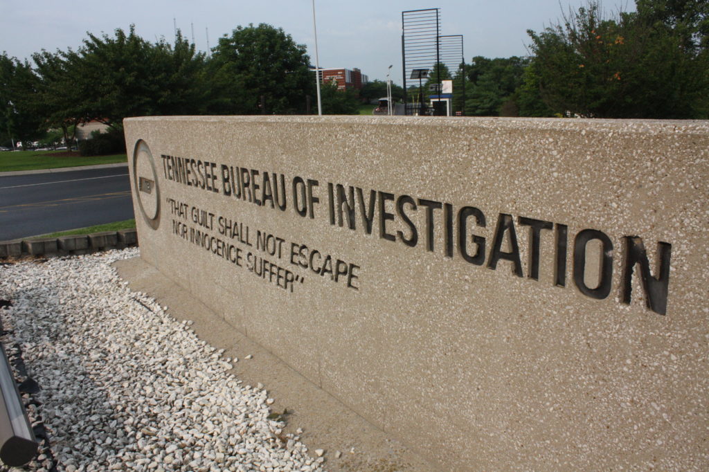 Sign outside the Tennessee Bureau of Investigation headquarters