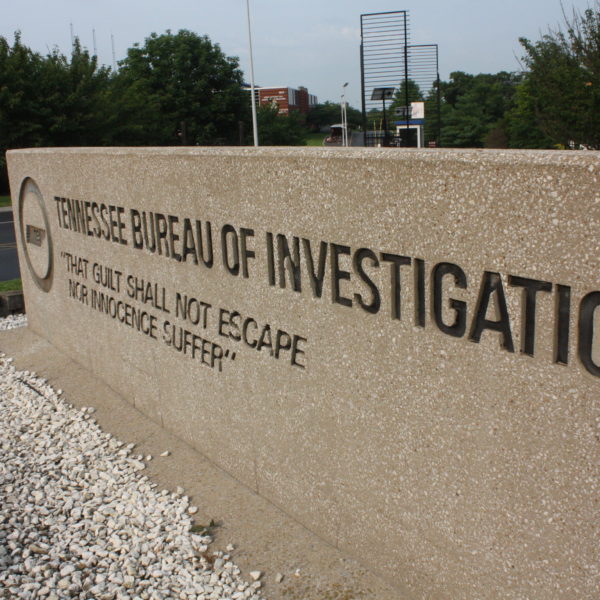 Sign outside the Tennessee Bureau of Investigation headquarters