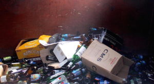 recyclables in a bin