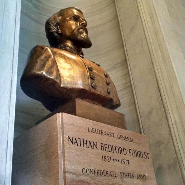 The bust of Nathan Bedford Forrest at the Tennessee State Capitol