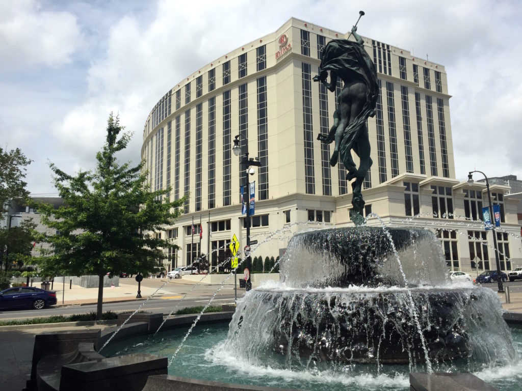 A photograph of a downtown Nashville hotel