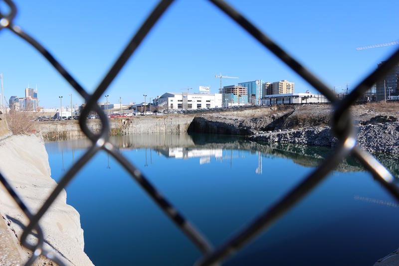 Lake Palmer, viewed through a chain link fence