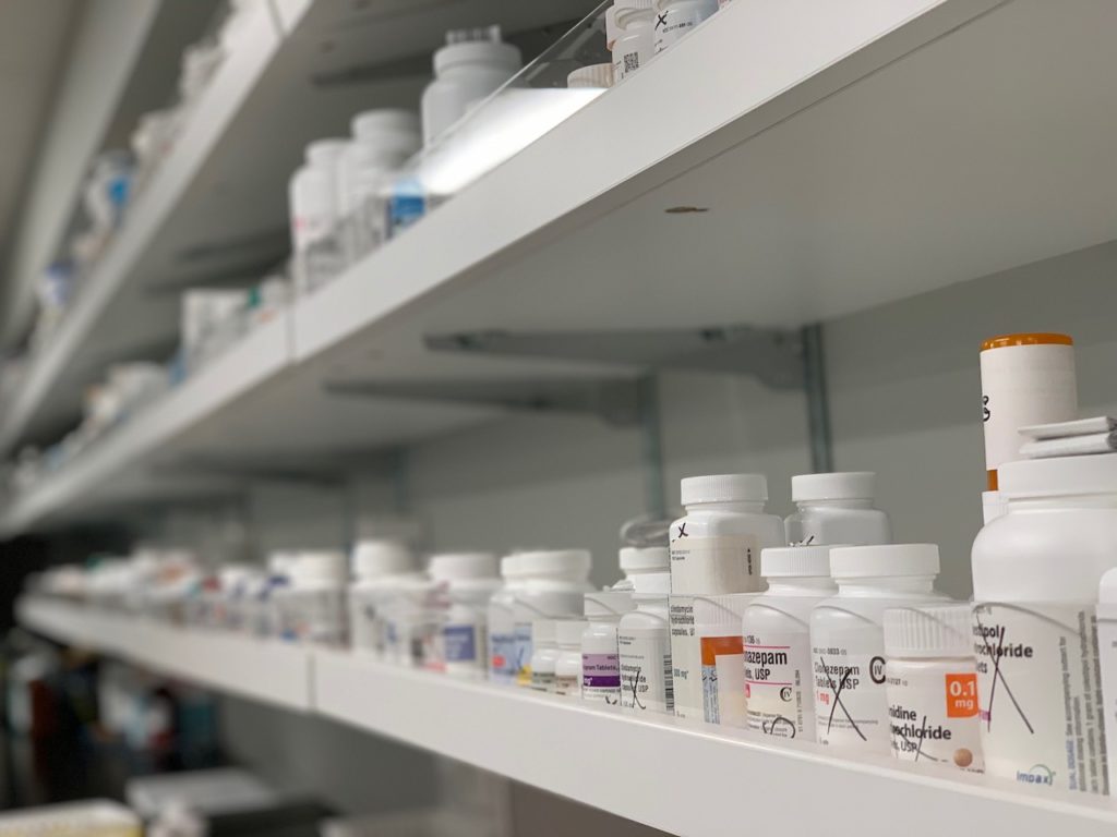 pharmacy shelves