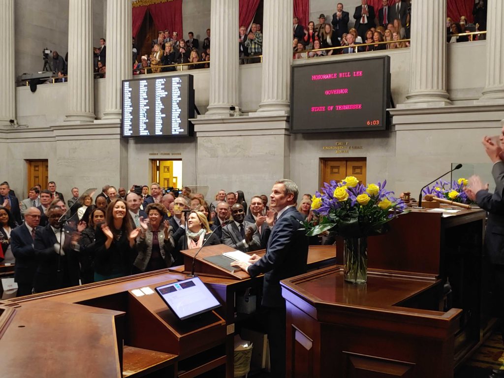 Gov. Bill Lee delivers the State of the State address in 2020.