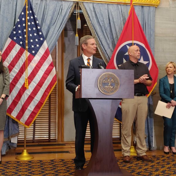 Gov. Bill Lee speaks at a press conference.