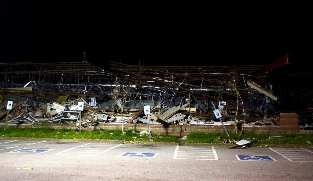 tornado damage downtown Nashville.