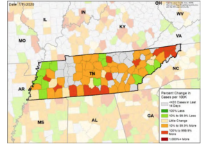 Tennessee coronavirus map