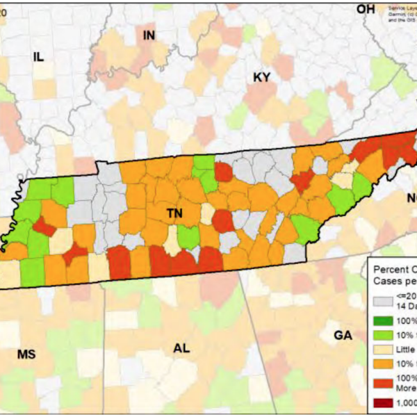 Tennessee coronavirus map