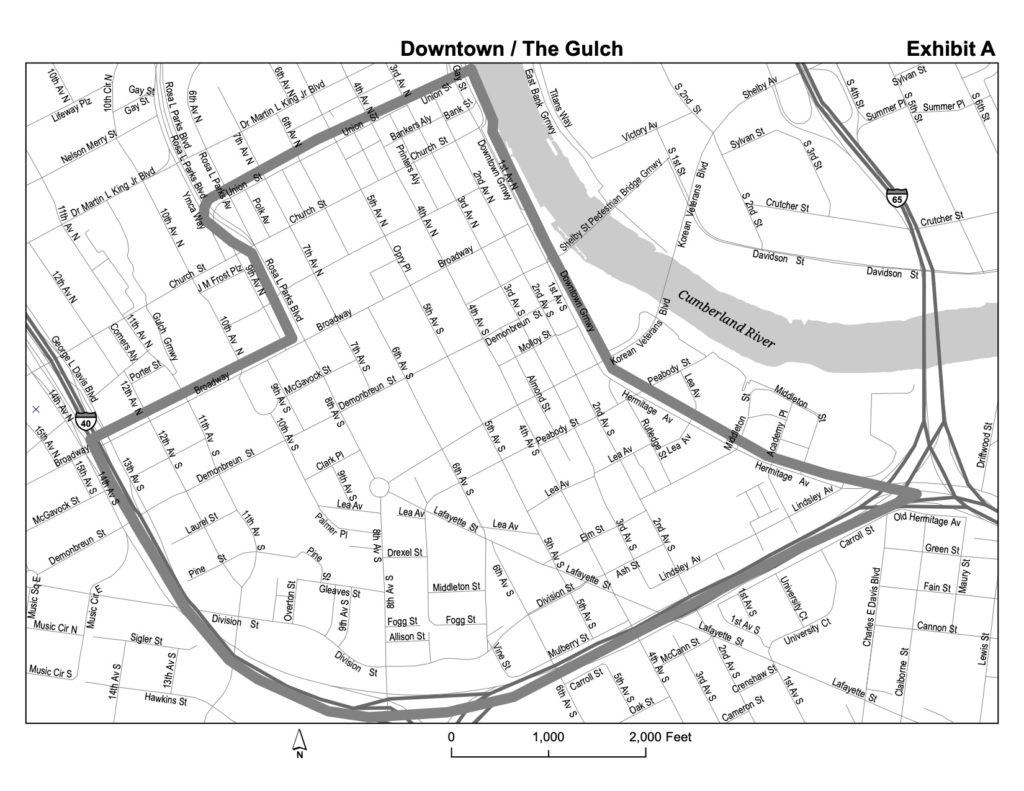 map of area downtown and The Gulch