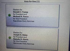 A Davidson County ballot shows the Republican and Democratic candidates for president.