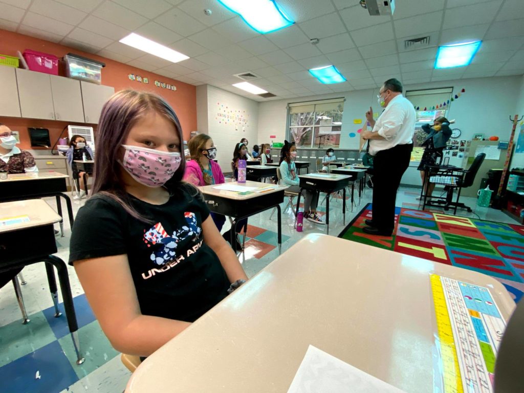 Students at Westmeade Elementary listen to their teacher.