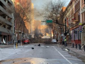Nashville street covered in explosion debris