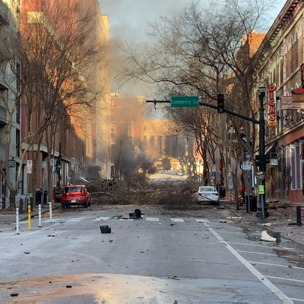 Nashville street covered in explosion debris