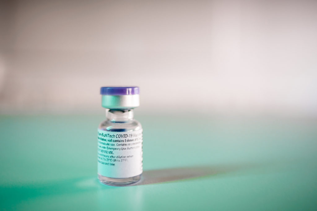 A vial of the COVID vaccine developed jointly by Pfizer and BioNTech