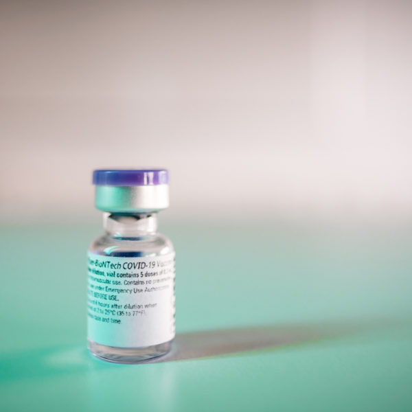 A vial of the COVID vaccine developed jointly by Pfizer and BioNTech
