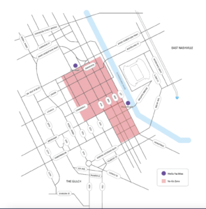 downtown Nashville curfew map