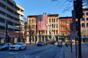 downtown Nashville bombing flag