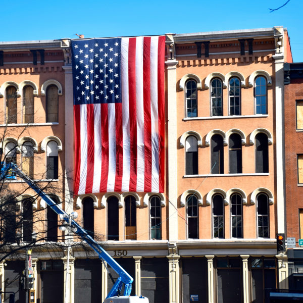 Nashville firefighters displayed a U.S. flag near the bombing site in early January.