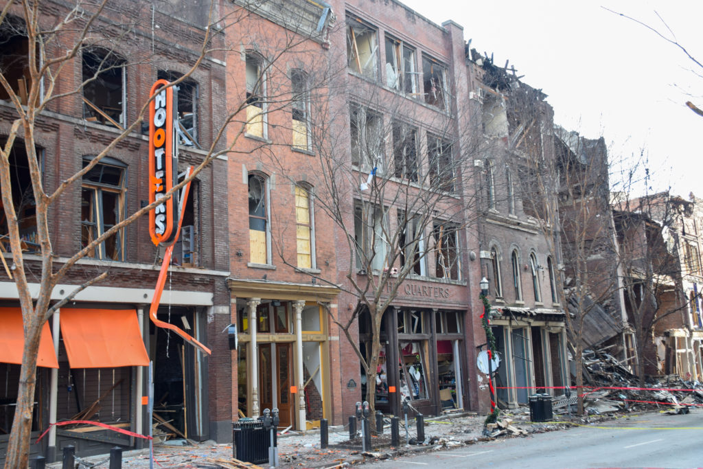 downtown Nashville blast damage