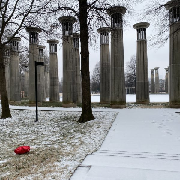 Bicentennial Mall during a snowstorm on Feb. 15, 2021.