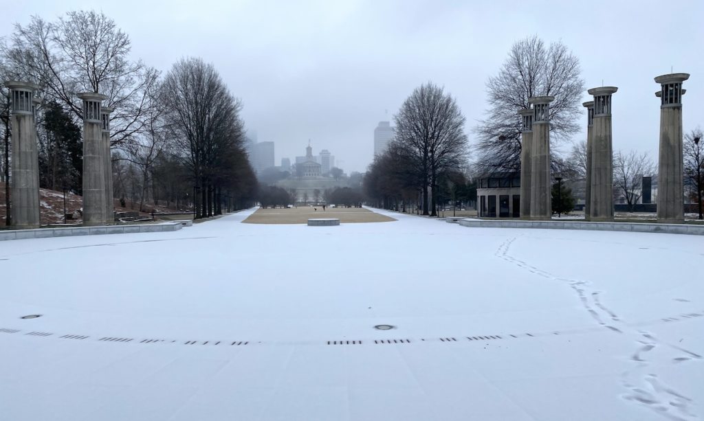 snow ice Nashville skyline