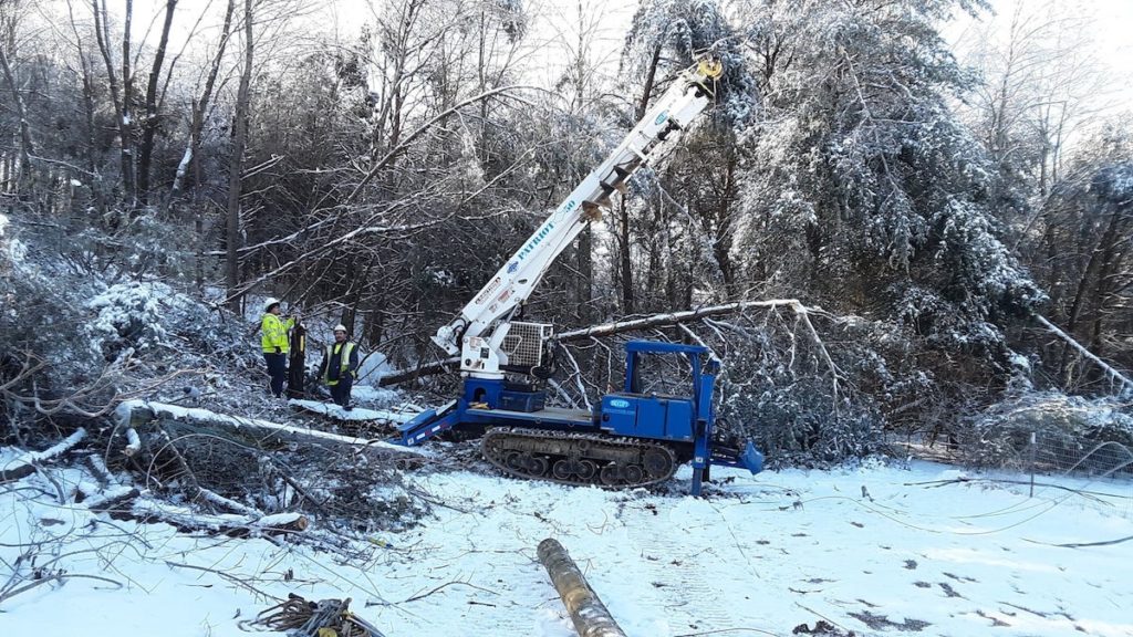 downed power line ice storm Tennessee