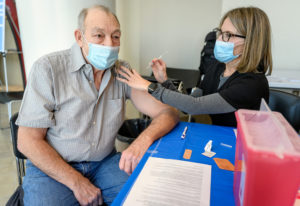 MTSU vaccine shot mask