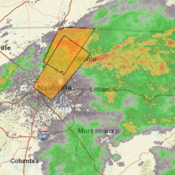 Radar shot of storms at 5 p.m. on March 25, 2021.