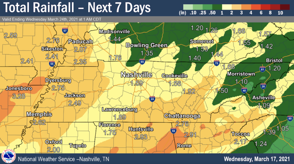 Tennessee rainfall map March 2021