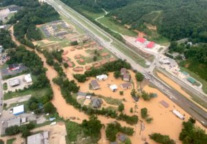 Waverly Tennessee flooding aerial