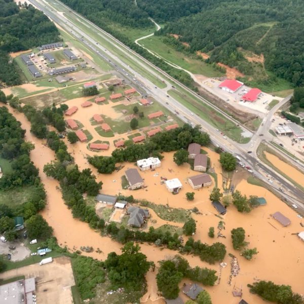 Waverly Tennessee flooding aerial