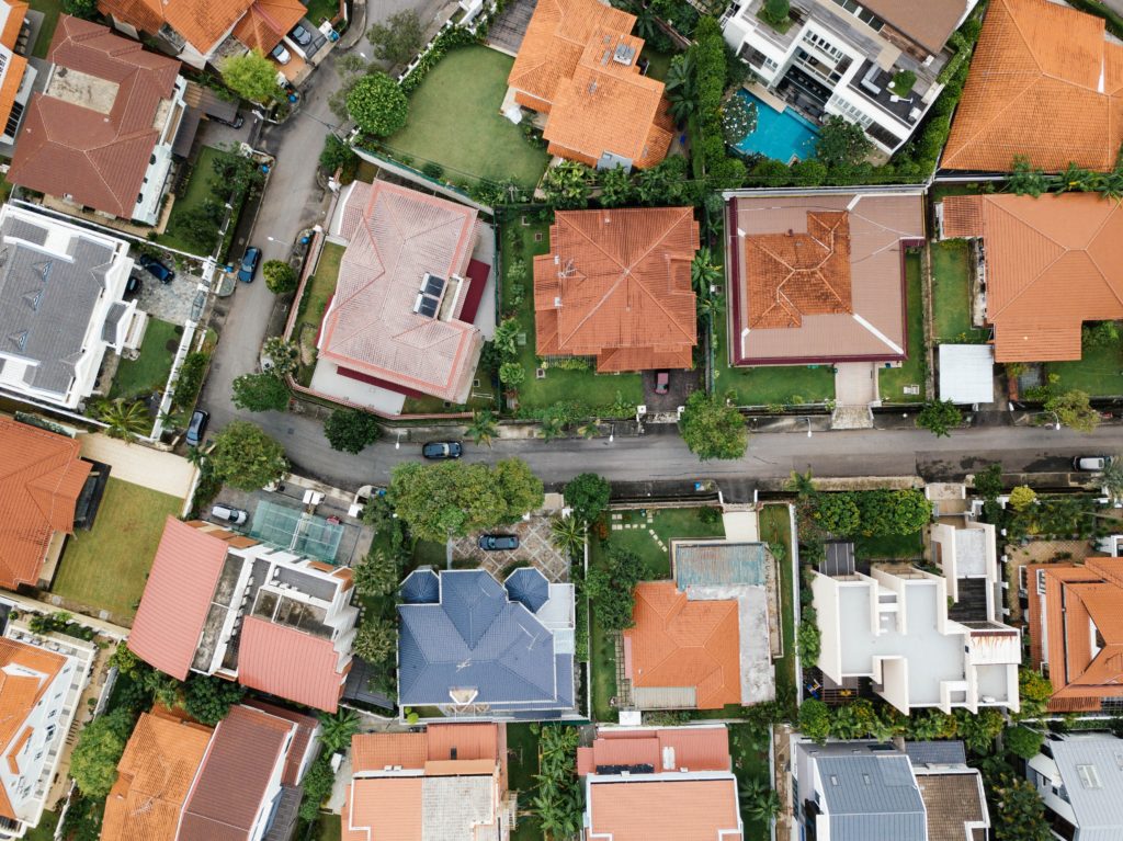 A generic aerial photo of housing