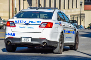 A patrol car in downtown Nashville.