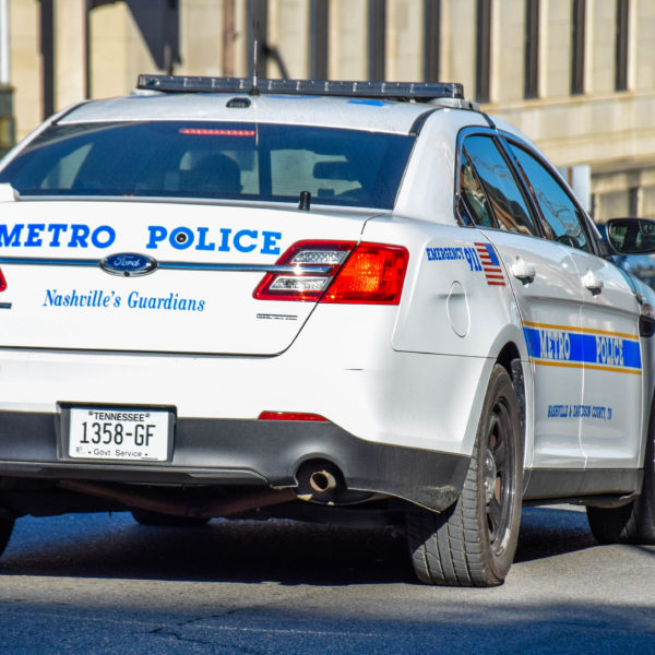 A patrol car in downtown Nashville.