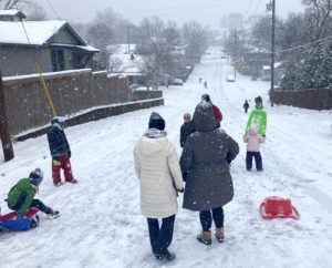 snow sledding East Nashville