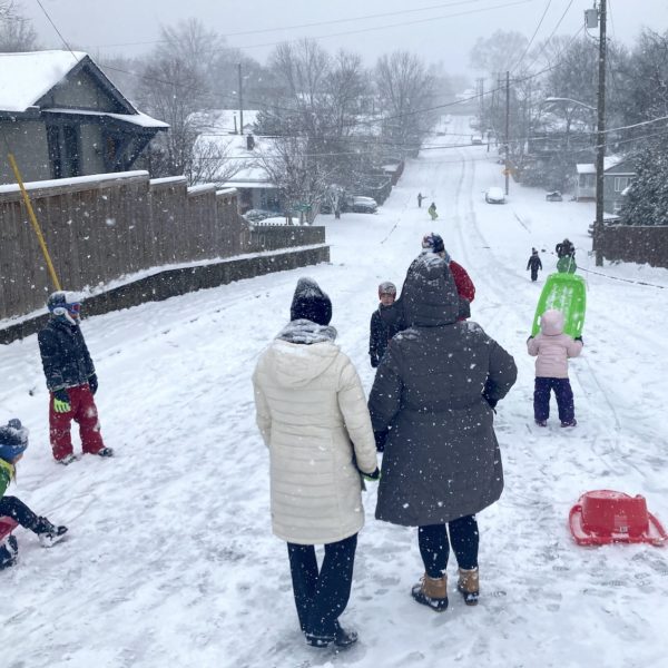 snow sledding East Nashville