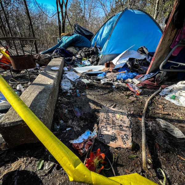 homeless encampment tent Nashville