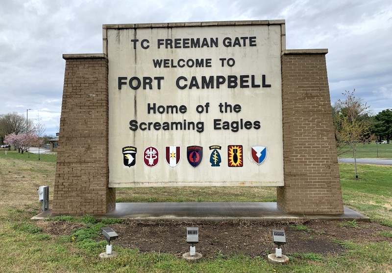 Fort Campbell entrance gate signage