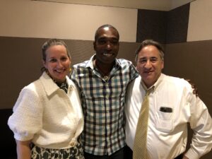 2023 Vice mayor candidates Angie Henderson and Jim Shulman pose with Khalil Ekulona.