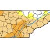 A map of drought in Tennessee during September 2024.