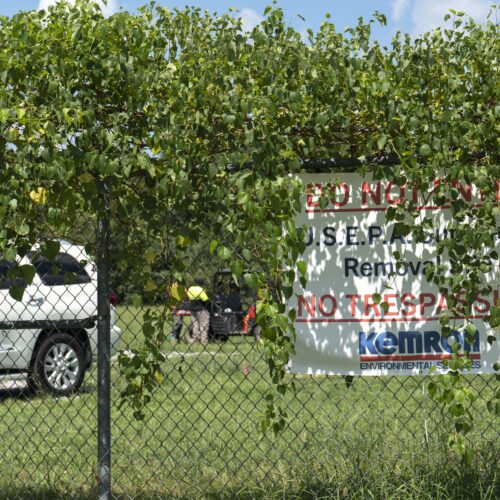 An overgrown sign outside the former site of an American Nuclear Corporation facility in Clinton, Tenn. reading, “DO NOT ENTER, U.S. E.P.A. Superfund Removal Site, NO TRESPASSING,” as seen on Tuesday, Aug. 19, 2025. Representatives from the U.S. Environmental Protection Agency, Tennessee Department of Environment and Conservation and local government gathered in Clinton on Tuesday to celebrate the completion of cleanup at the site.