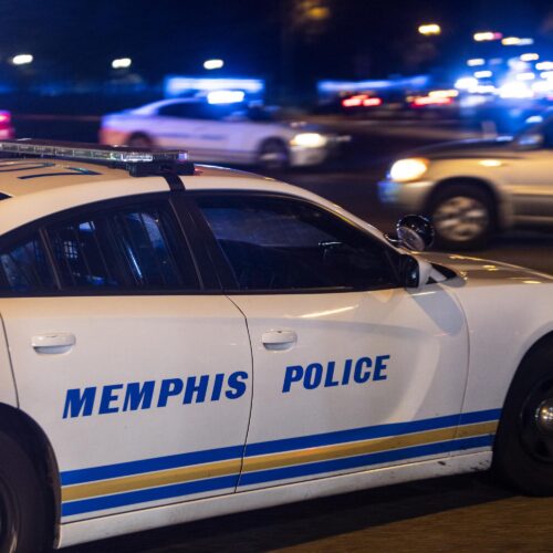 In this file photo from Sept. 2023, a police car in Memphis is shown on the scene of a reported carjacking. On Sept. 12, President Trump announced in an interview on "Fox & Friends" Memphis will be the next site of federal action to combat crime, following intervention in the nation's capital, Washington, D.C.