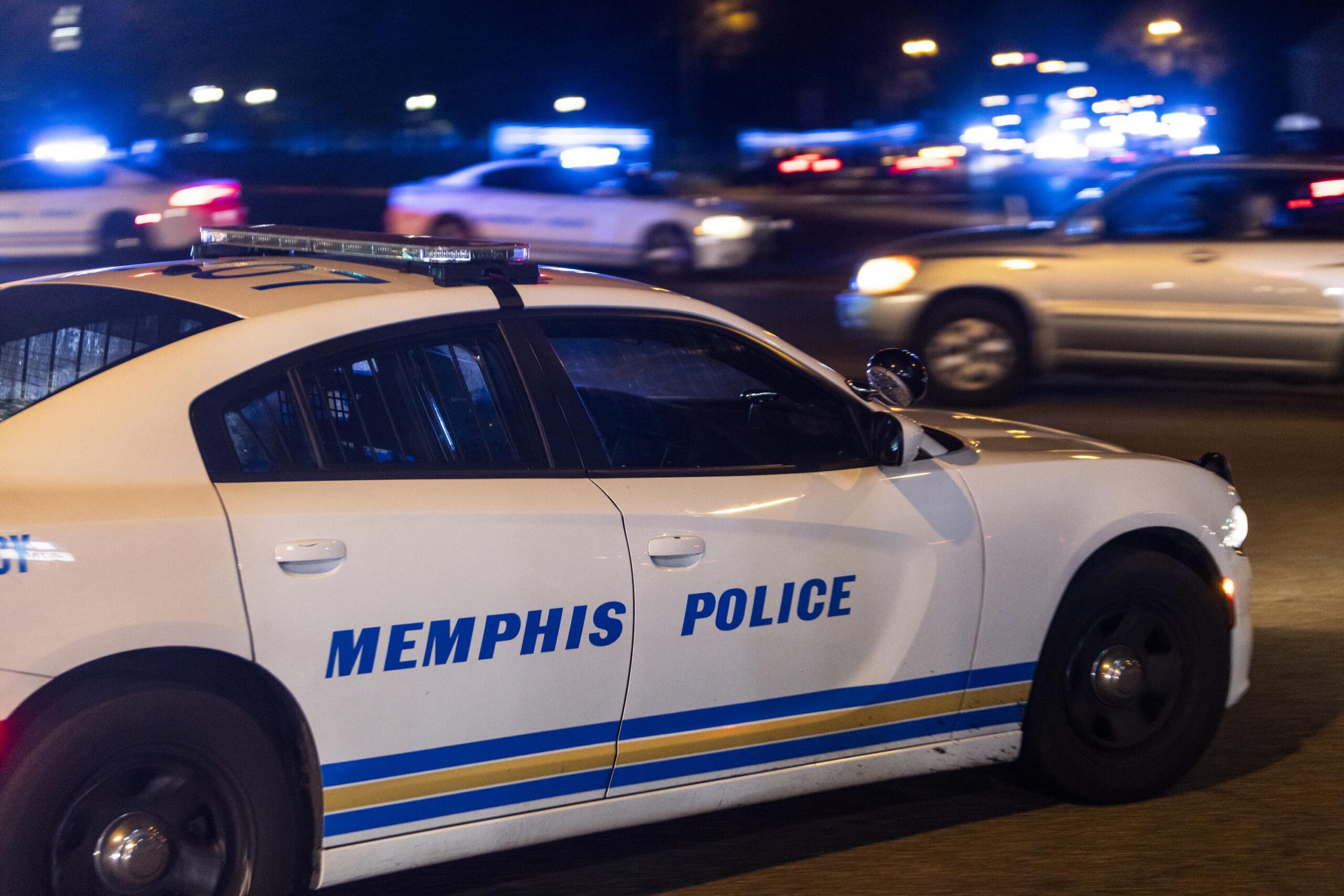 In this file photo from Sept. 2023, a police car in Memphis is shown on the scene of a reported carjacking. On Sept. 12, President Trump announced in an interview on "Fox & Friends" Memphis will be the next site of federal action to combat crime, following intervention in the nation's capital, Washington, D.C.
