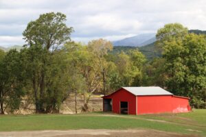 A barn containing farm equipment on John Hilemon II’s Erwin, Tennessee farm as seen on Wednesday, October 16, 2024 just weeks after record rainfall from Hurricane Helene led to severe flooding in rural East Tennessee.