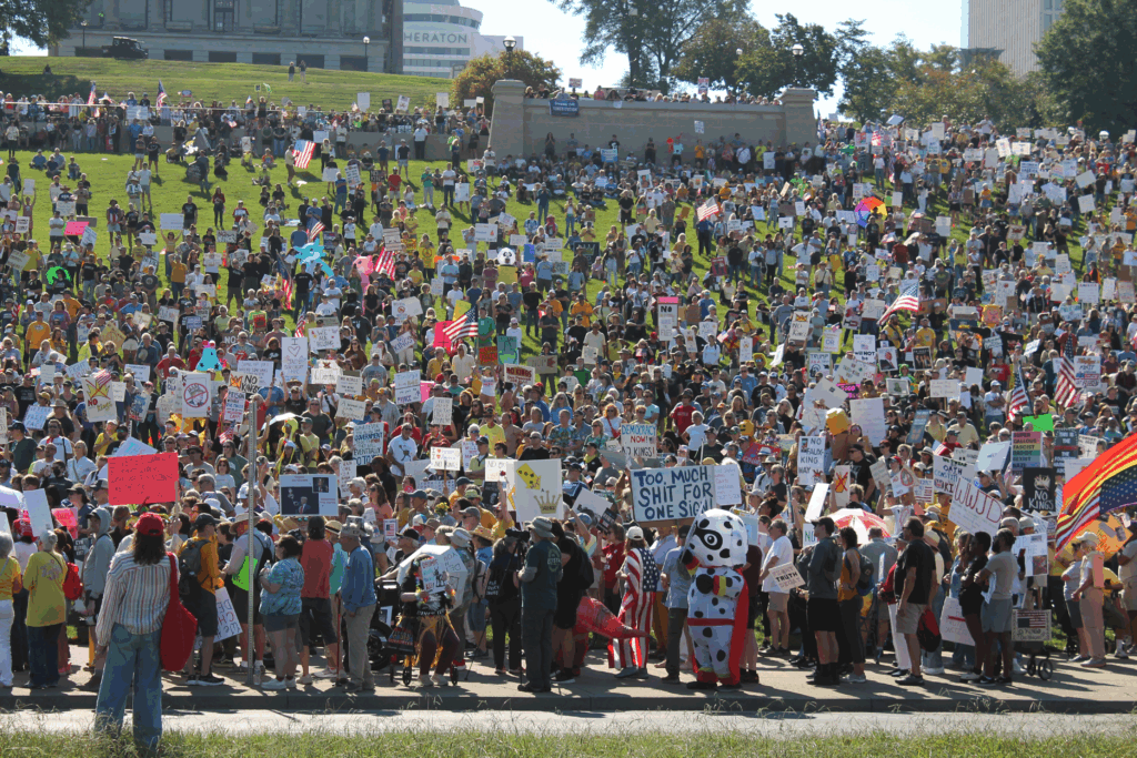 Photo of the crowd at the Nashville No Kings' protest