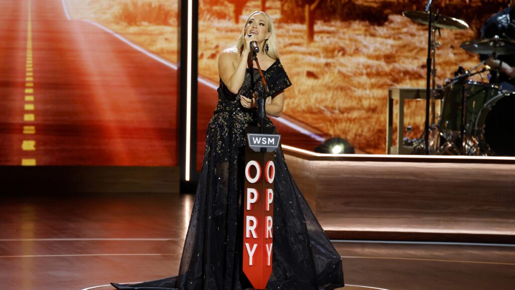 Carrie Underwood performs onstage during a celebration of the Grand Ole Opry's centennial on March 19, 2025 in Nashville, Tenn.