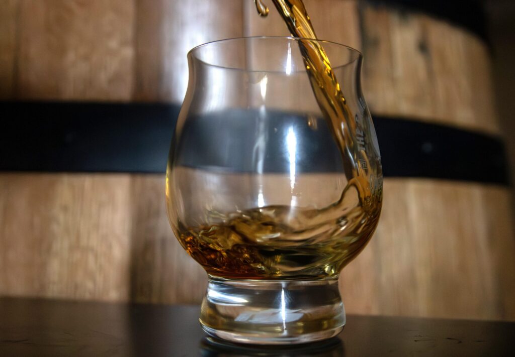 Bourbon pouring into glass