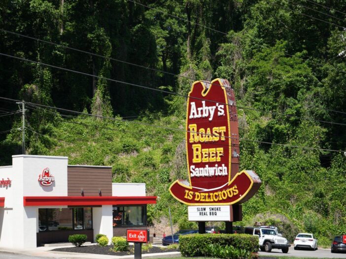 Kudzu covers a patch of woods behind an Arby’s in Knoxville, Tennessee on May 8th 2026.