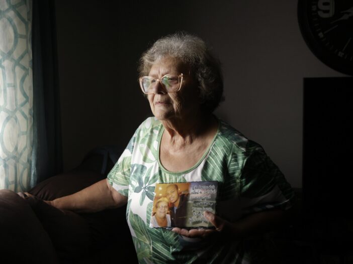 Cindy Leachman Aldridge holds a photo of her late grandson, Jonah Neal, at her home on Wednesday, July 12, 2026 in Owensboro, Ky. Neal was killed in May in Memphis, Tenn. by a federal agent from a crime-fighting task force that includes agents from Homeland Security Investigations and members of the Tennessee National Guard.