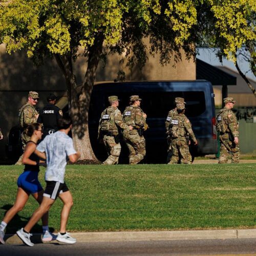 Members of the National Guard patrol in Memphis on October 11, 2025.